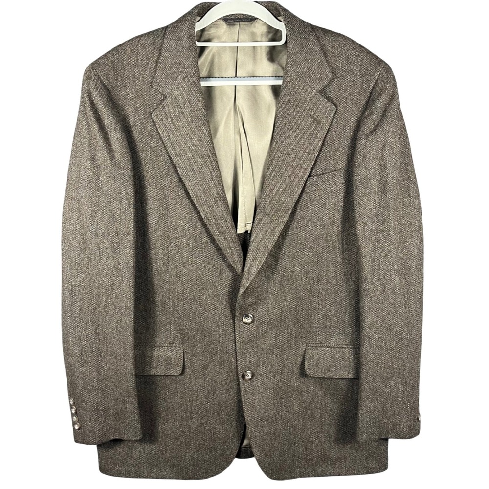 Cricketeer Sport Coat Mens 42R Brown Tweed 100% Pure Wool Vintage Blazer